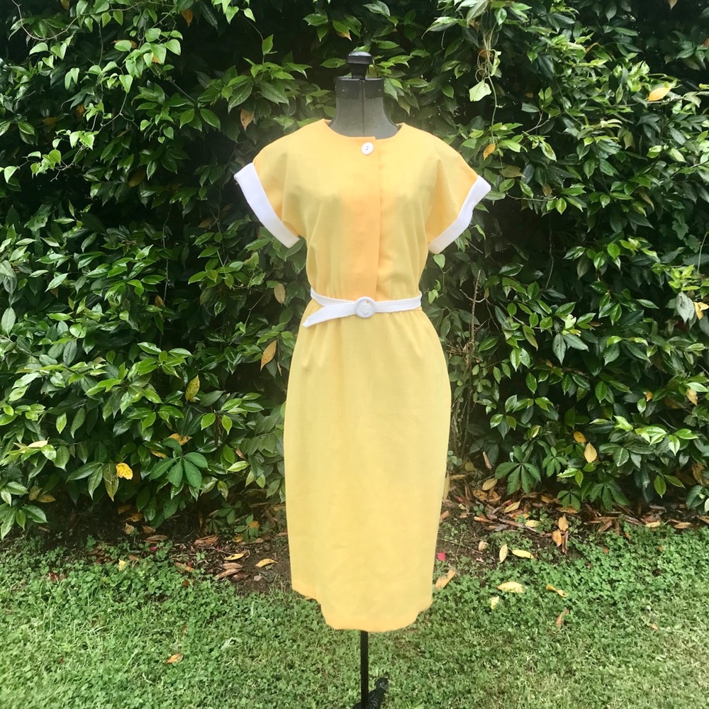 1960s Handmade Yellow Shift Dress